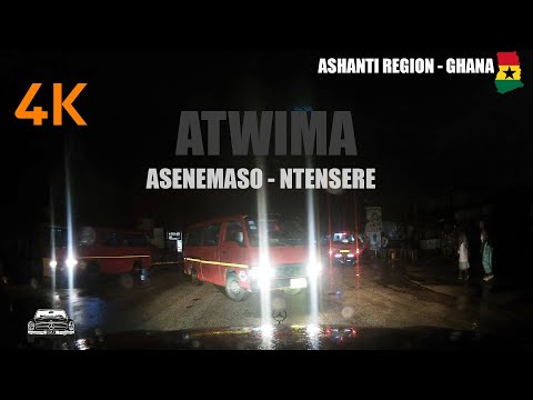 Abuakwa Asenemaso To Ntensere Night Drive Via Atwima Manhyia Akropong on the Kumasi Sunyani Road 4K