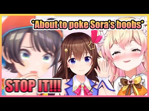 Just Subaru Doing Everything She Can to Stop Nene From Poking Sora’s Boobs...【Hololive】