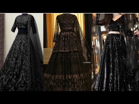 aesthetic black lehengas ,sarees and frocks#blackpink #black #lehenga #saree #lehengacholi #tiktok