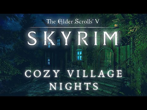 Skyrim SE 4K Ambience | Cozy Village Nights | Sleep, Study, Relaxing | No Music [2 Hrs]