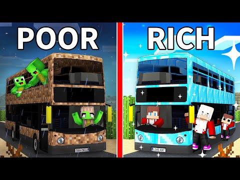 JJ's RICH Family vs Mikey's POOR Family BUS TRIP Survival Battle in Minecraft (Maizen)