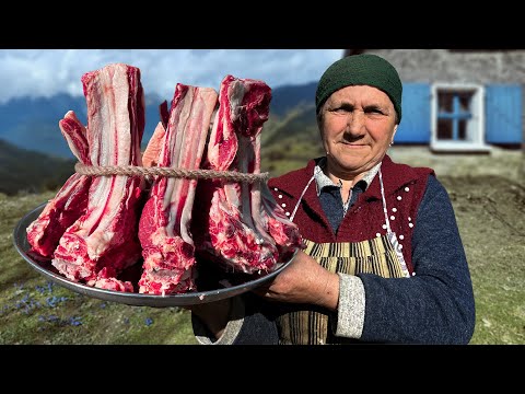 Cooking Lamb Steak In a Tandoor and Building Outdoors! Peaceful Life And Cooking In Mountain Village