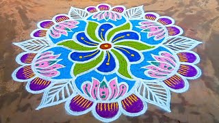 Margazhi madham daily colour rangoli 5*3 dost flower 🌸 rangolis eesy traditional Rangoli