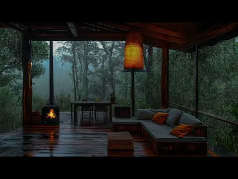 Forest Porch In The Rain, The sounds of rain and fireplace helps to relax and sleep well