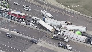 NTSB releases factual report on February 2021 133-car fatal pileup crash on I-35W in Fort Worth