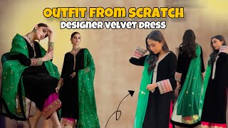 Designer Velvet Dress from Scratch | Recreation under Budget | Dress Design Ideas | Local Market ✨