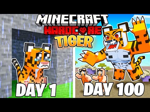 I Survived 100 DAYS as a TIGER in HARDCORE Minecraft!