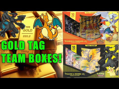 GOLDEN CHARIZARD! Charizard & Reshiram and Pikachu & Zekrom GX  Tag Team Premium Collection Boxes!