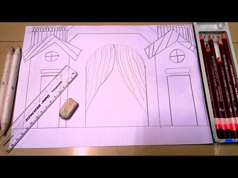 How to draw a big house ll house drawing and sketch.