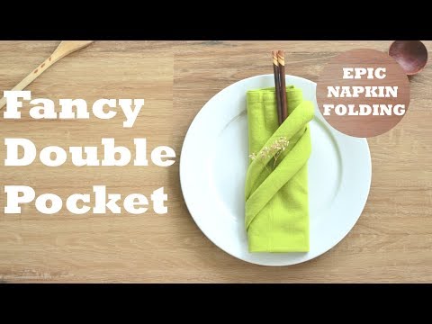 How to Fold a Fancy Double Pocket Napkin - 1 minute tutorial  - Episode 6