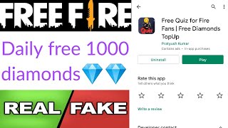 Free Quiz for Fire Fans app real or fake | free diamonds | Garena free fire | Tech Lover DK