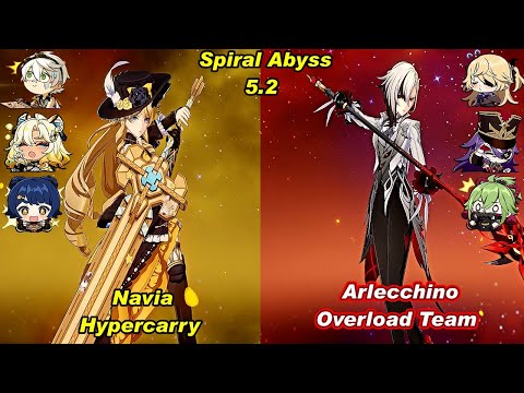 (5.2) C0 Navia Hypercarry  & C0 Arlecchino Overload Spiral Abyss Floor 12 Full Star_F2P