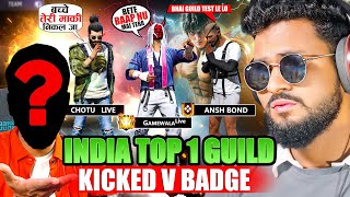 INDIA'S NO.1 GUILD VS ANSH BOND 😱 V Badge Player Join Global Top 1 Guild आजा 1 vs 4 में !! 😤