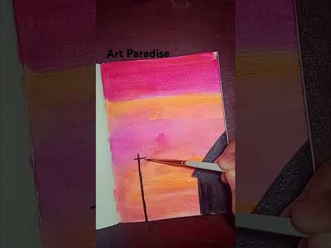 Easy sunset scenery painting #art #shorts #painting #viralvideo #easyart how_to_draw_sunset_scenery