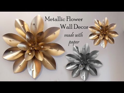 Metallic Flower Wall Decor made with paper l l Wall decoration for Room l l Decor ideas