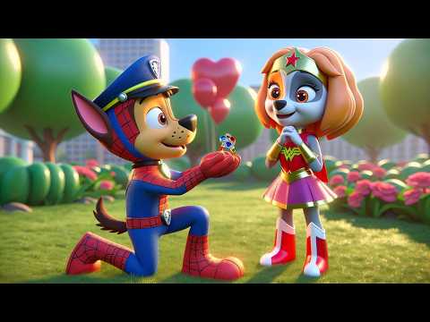 Paw Patrol Ultimate Rescue | Spider Man CHASE & Super Woman SKYE GET MARRIED? Funny Story| Rainbow 3