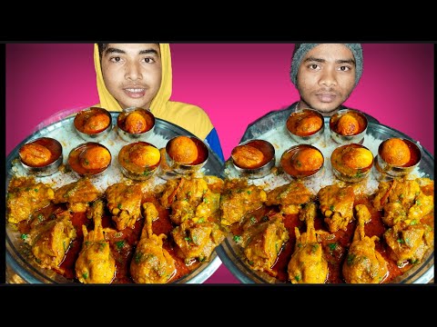 Spicy Chicken Curry And Egg Curry With Rice Eating Competition || Food Challenge ||AHFOODCHALLENGE |