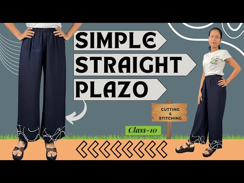 Simple Straight Palazzo Cutting and Stitching | The easiest way to make palazzo in 1 meter cloth