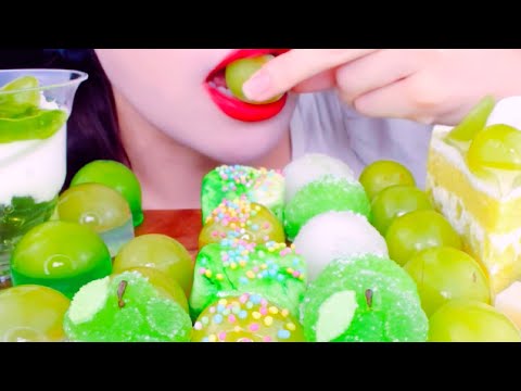 ASMR, Green Dessert Party, Pastry Shine Muscat, Jelly Eating Vlog, Mukbang @rionasmr5337