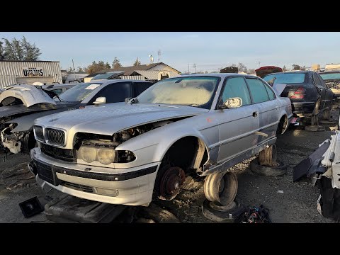 Three BMW E38 7 Series at Junkyard