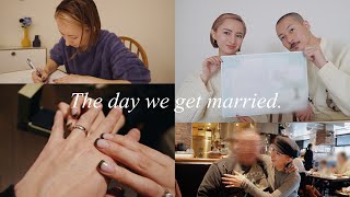 入籍日の1日 : ドキドキの婚姻届と結婚指輪/涙の両親への感謝の手紙💐