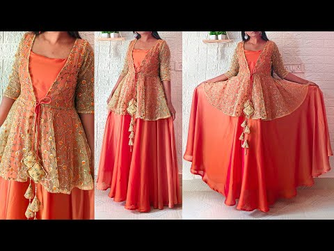 Designer party wear dress cutting & stitching Step by Step | Peplum dress cutting | Shrug stitching