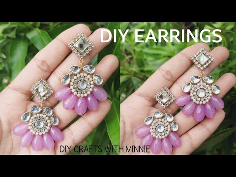 How to make handmade Earrings | Kundan stones Earrings | Diy Crafts With Minnie