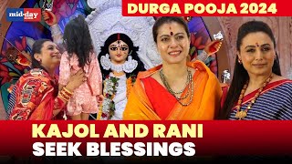 Durga Pooja 2024: Kajol & Rani Mukerji pose together and seek blessings at North Bombay Pandal