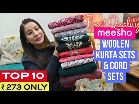 🌺Meesho Top 10 Kurtis/Kurta Dupatta Set/Cord Set haul Starting ₹273🌺Embroidery Special kurti #meesho