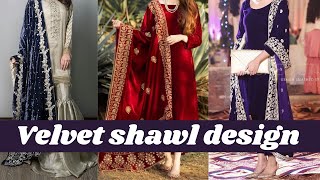 #shorts| Velvet shawl design | embroidered velvet shawls |fashion trends 2022