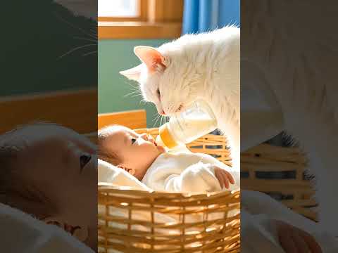 #baby White Cat Feeding Baby! The "Supermodel" Walks of These Little Ones Are a Hoot #Shorts #Funny