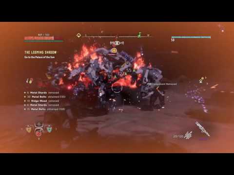 Horizon Zero Dawn battling Sawtooths, Longlegs, Tramplers, Watchers and Glinthawks