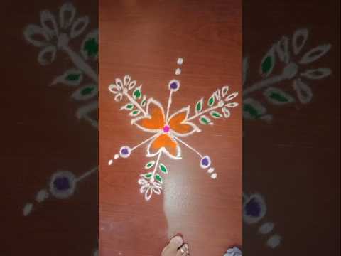 Small and easy Hand free rangoli design #easyrangoli #small#muggulu #indiandesign #viral#short