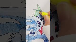 Paint "Mega Garchomp" and "Mega Tyranitar" with only 3 colors! #pokemon #pokemon