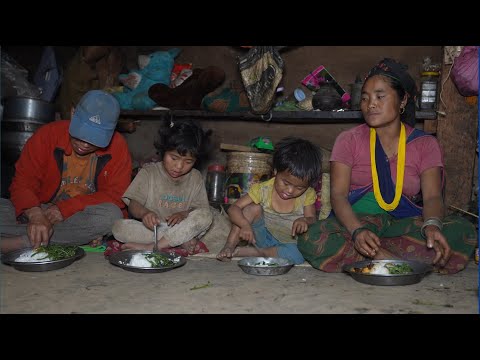 Nepali village ||Cooking greens and beans in the village