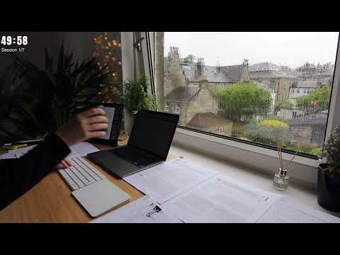 7 HOUR STUDY WITH ME on A RAINY DAY | Background noise, 10 min Break, No music, Study with Merve