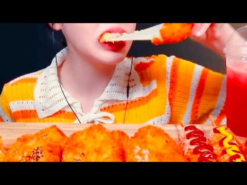 ASMR Crispy Cheese Ball Corn Dog Sausage Eating Vlog, Mukbang 바삭바삭한 치즈볼, 콘도그 소시지 먹기 @EatwithBoki