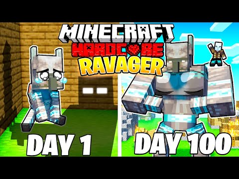 I Survived 100 DAYS as a RAVAGER in HARDCORE Minecraft!