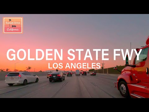 Sunset Driving Tour in Los Angeles - Golden State Freeway Interstate 5 - Relaxing Calming ASMR