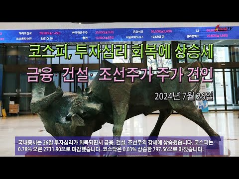 국내증시, 투자심리 회복에 상승 / 금융· 건설· 조선주가 주가 견인