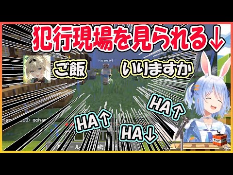 【ホロライブ切り抜き】畑のご飯をパクろうとするも家主に見られて逆に大量のご飯をもらうぺこら【兎田ぺこら/風真いろは/hololive】