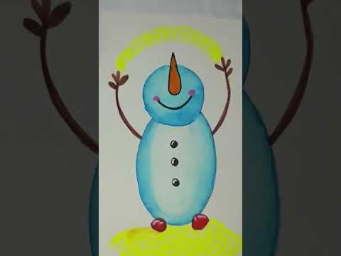 Christmas drawing | Let's a draw Snowman ☃️ #christmas #snowman #drawing #art #shorts