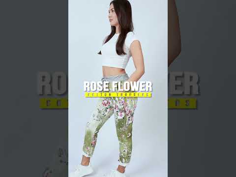 Blossom into Style: Rose Flower Print Drawstring Cotton Trousers. #shorts #trouser #fashion #viral