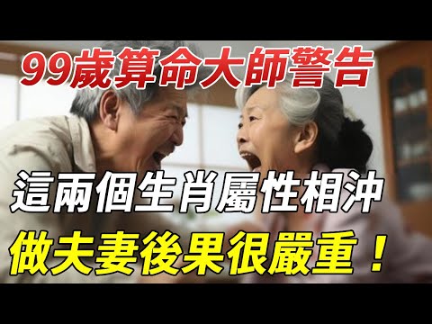 99歲算命大師警告！這兩個生肖屬性相沖！千萬不能做夫妻！否則後果很嚴重！