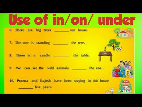 In ,On ,Under  for children / the use of in, on, under / position words for lkg/ukg / class 1 kids |