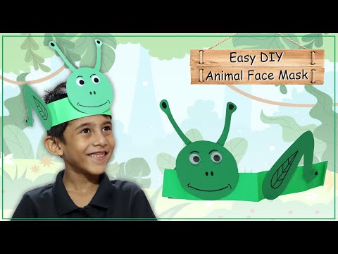 Easy DIY face mask for kids - Paper Animal Mask - grasshopper - best out of waste - fun toys