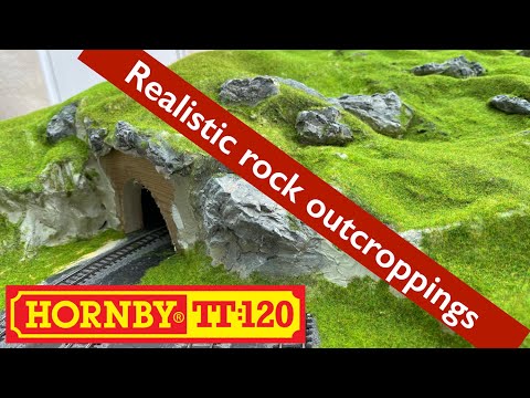 Building a Hornby TT 120 model railway 6 -Static grass and realistic rock faces