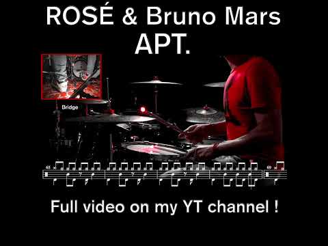 ROSÉ & Bruno Mars - APT - Drum cover (with scrolling drum score)#apt #brunomars #drumcover