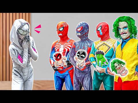 What If 10 SPIDER-MAN in 1 HOUSE ?? | Rescue RED-SPIDER From BAD GUY - how to know joker belly