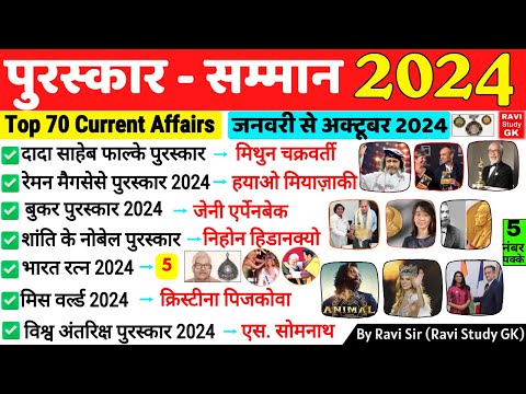 2024 के सभी पुरस्कार और सम्मान | Awards & Honours 2024 | Puraskar 2024 | Current Affairs 2024